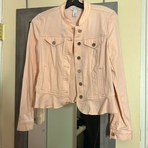 White House Black Market light pink peplum Jean jacket